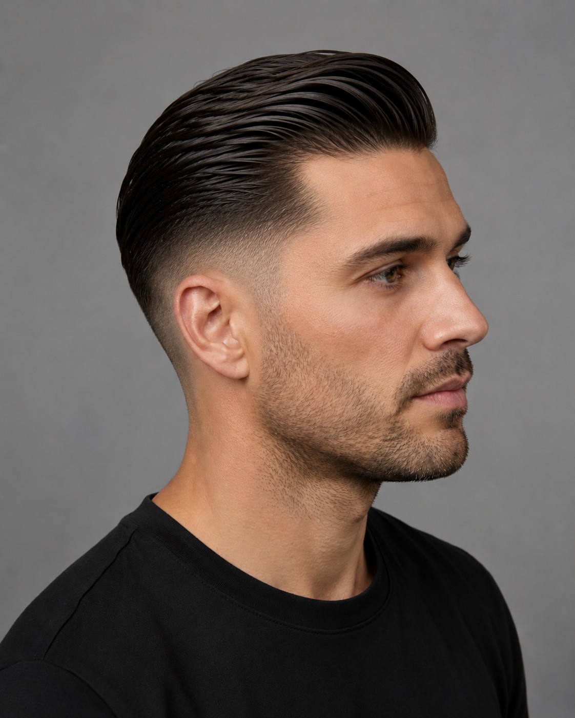 Slick back haircut